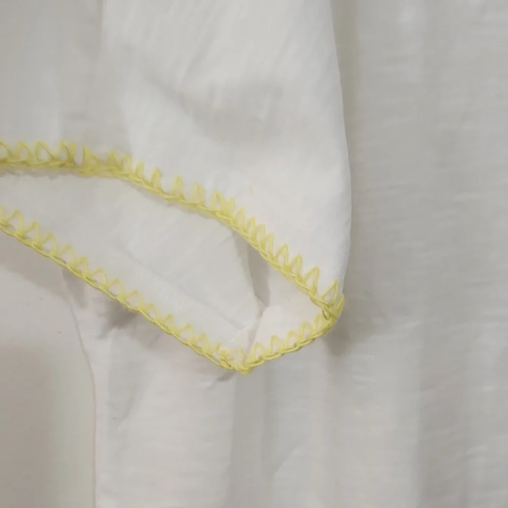 Jason Wu Tee Shirt Embroidered Hem Yellow White Medium - Picture 3 of 5